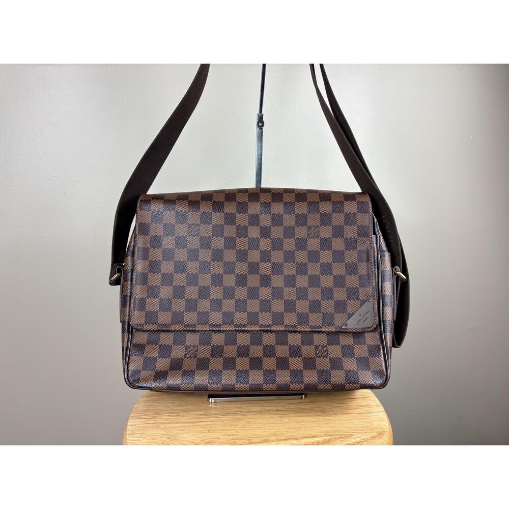 Authentic Louis Vuitton Shelton MM Damier Ebene Crossbody Messenger Bag